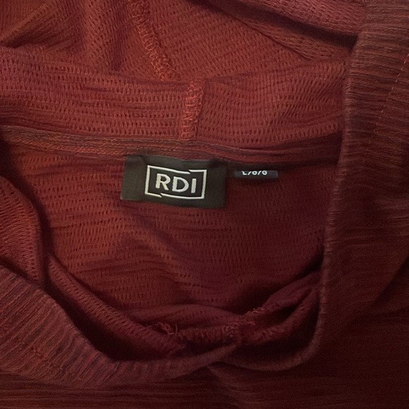 RDI Dark Red and Black Long Sleeve Light Hooded Pullover, Size Large - Picture 3 of 8